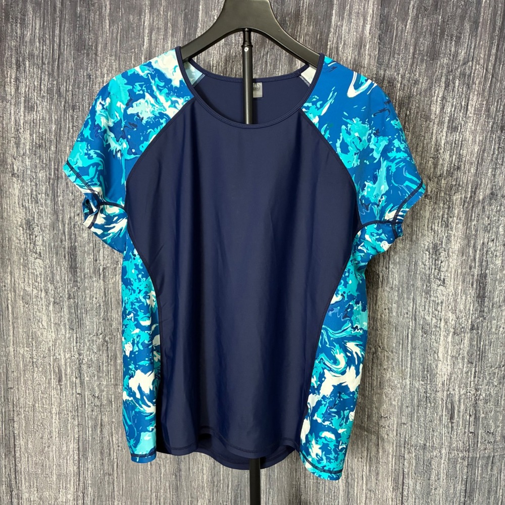 Calypsa Rash Guard Short‎ Sleeve Blue Women Size 1X